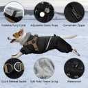 BRKURLEG Black Dog Coat with Harness, Dog Winter Jacket, Dogs Onesie Body Warm Jackets, Small Dogs Winter Coats Reflective Windproof Warm Cold Weather Coats, Pet Waterproof Jacket Hiking M