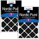 Nordic Pure 16x25x4 (Actual Size: 15 1/2 x 24 1/2 x 3 5/8) Pure Carbon Pleated Odor Reduction Merv 8 Furnace Filters 2 Pack