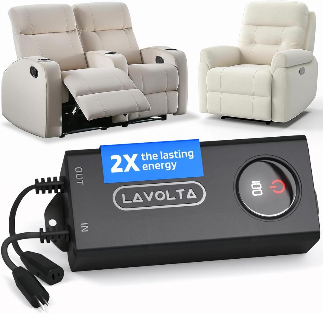 Lavolta Battery Pack for Reclining Furniture - Rechargeable Recliner Battery Pack - Universal 2-Pin Power Supply for Electric Recliners, Recliner Chair, Couch, Sofa (5200 mAh)