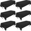 6 Packs Black Tablecloth 60 x 102 inch Rectangle Table Cloth for 6 Foot Tables Rectangular Bulk Polyester Fabric Tablecloths Washable Table Cover for Wedding, Party, Banquet, Events
, 60x100in, 6 sheets