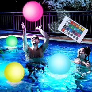 FUTUREPLUSX Pool Toys, 3PCS Light Up Beach Balls with Remote-Control 12 Inches Glow in The Dark Water Toys, for Outdoor Pool Beach Party Games and Decorations