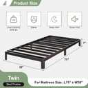 Lutown-Teen 7 Inch Low Twin Bed Frames with Rounded Corner Legs, 1000 LBS Heavy Duty Metal Slats Support Twin Platform Bed Frame No Box Spring Needed, Easy Assembly