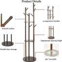 Coat Rack Freestanding 360 Rotating Wooden, 9 Hooks Hat Rack