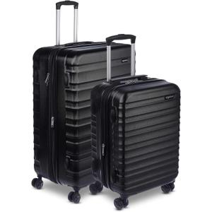 Amazon Basics 2-Piece Hardside Luggage Set (21" Carry-on, 30"), Expandable Suitcases with Spinner Wheels, Scratch-Resistant Surface, Black