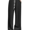 HeSaYep Women's Wide Leg Sweatpants High Waist Baggy Sweat Pants Straight Leg Drawstring Elastic Waisted Pants with Pockets, Black XS