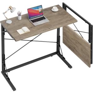 Vantic 31.5" Folding Desk, Foldable TV Tray Table for Eating on Couch, Extra Large TV Dinner Trays, Portable Fold Computer Writing Desk Table for Home Office, Greige