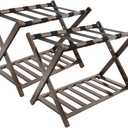 Luggage Racks, Folding Suitcase Stand with Storage Shelf, Bamboo Suitcase Rackwith Unique Magnetic Locking, 2 Pack Assembled Luggage Rack, Luggage Holders Stand for Guest Room, Bedroom, Hotel (Walnut)