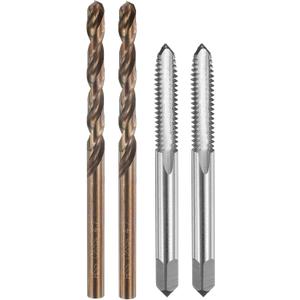 uxcell Tap and Drill Bit Set, 2pcs M6 x 1.25 Metric Straight Flute Thread Screw Taps & 2pcs 4.7mm Twist Drill Bits, Uncoated/Roasted Yellow HSS-6542/M35 HSS-CO Tapping Threading Tool