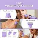 Bikini Trimmer for Women, Tiovara Electric Razor for Private Area, Painless Pubic Hair Trimmer with Charging Dock, IPX7 Waterproof Wet & Dry Lady Shaver for Leg Underarm Arm Body, Gift for Her, Purple