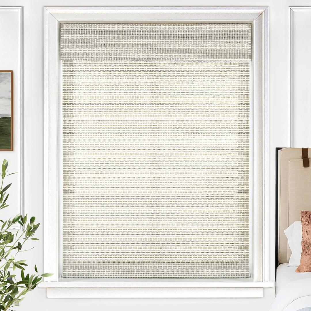 UNISHADES Cordless Bamboo Roman Shades for Windows, Blinds Size (29" W 64" H) Colour (Light Filtering Greystone)