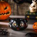 Vesici Vintage Black Cat Spooky Lantern Halloween Black Cat Candle Burner Ceramic Lantern Spooky Holiday Gothic Home Table Gifts for Halloween Table Centerpiece Room Decor