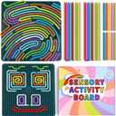 Sensory Activity Board - Large Silicone Fidget Toy for Autism, Anxiety, Stress Relief, Calming & ADHD, Double-Sided Silent Sensory Activities for 3+ Kids, Adults with Portable Travel Bag & 30 Strings