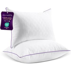 JOLLYVOGUE Pillows Queen Size Set of 2, Bed Pillow for Side, Back, and Stomach Sleepers, Down Alternative Filled Pillows, Luxury Hotel Quality and Machine Washable, 28" x 20", 2 Pack