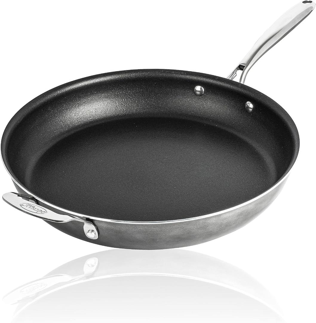 Granitestone 14 Inch Large Non stick Frying Pan for Cooking, Frying Pans Nonstick, Ultra Durable Mineral and Diamond Coating, Family Sized Open Skillet, Oven and Dishwasher Safe, Black