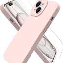 Magnetic for iPhone 15 Case with Screen Protector - Wireless Charging Compatible - Upgraded Camera Protection - Silicone Shockproof Protective Phone Case for iPhone 15 6.1" - Light Pink