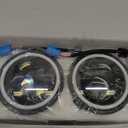 Compatible With Hummer H1 H2 AM GENERAL Pair 7Inch Headlight Lights Halo Angel Eye White DRL & Amber Turn Light With 9007 Male to H4 Female Adapter