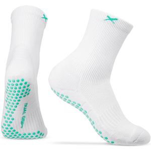 Lux DualGrip Pickleball Grip Socks - Cushioned Crew Athletic Compression Socks for Men & Women for Tennis, Padel & Badminton (White)