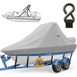 Wake Tower Boat Cover,1200D Wakeboard Boat Cover Fits 21ft-23ft, Gray