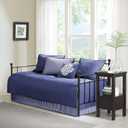 Madison Park Cotton Daybed Cover Set-Double Sided Quilting Classic Cottage Design All Season Bedding with Bedskirt, Matching Shams, Decorative Pillow, 39"x75", Quebec Navy 6 Piece