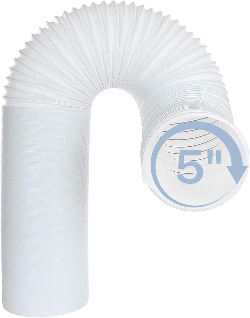 5 Inch Air Conditioner Exhaust Hose Clockwise Thread Portable AC Hose With 59" Length Universal AC Exhaust Hose Flexible AC Vent Hose for Lg Haier Dual Delonghi Whynter