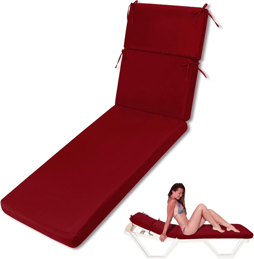 1 Pcs Indoor Outdoor Chaise Lounge Cushions Sponge Bench Outdoor Furniture Chaise Cushions Patio Chair Furniture Replacement (Brick Red)