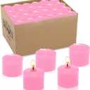 72 Packs Unscented Pink Votive Candles in Bulk, Small Wax 1.5 Inch Diameter Pastel Colored Candles for Wedding, Party & Home Dinner Table (8 Hour), 1.5" D x 1.25" H