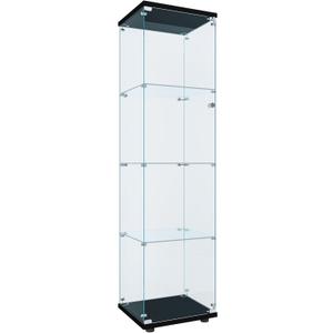 Curio Cabinet Glass Display Case for Collectibles with Door, 4 Display Shelves Showcase, 64.2Hx16.9''Lx 14.6''W Black