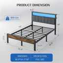 Liians Full Size Bed Frame with LED Lights, Charging Station