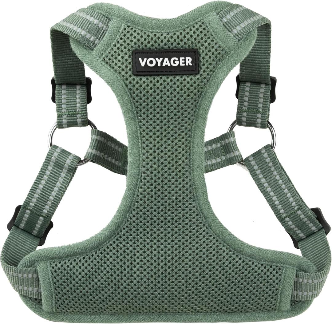 Best Pet Supplies Voyager Adjustable Step-in Flex Breathable Mesh Dog Harness for Small Medium Large Dogs Moss Green, M