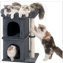 Cat Tree Tower with Scratching Post,Window Perch Bed for Large Adult Cats, 2 Small Condo Cubbies for Indoor Kittens