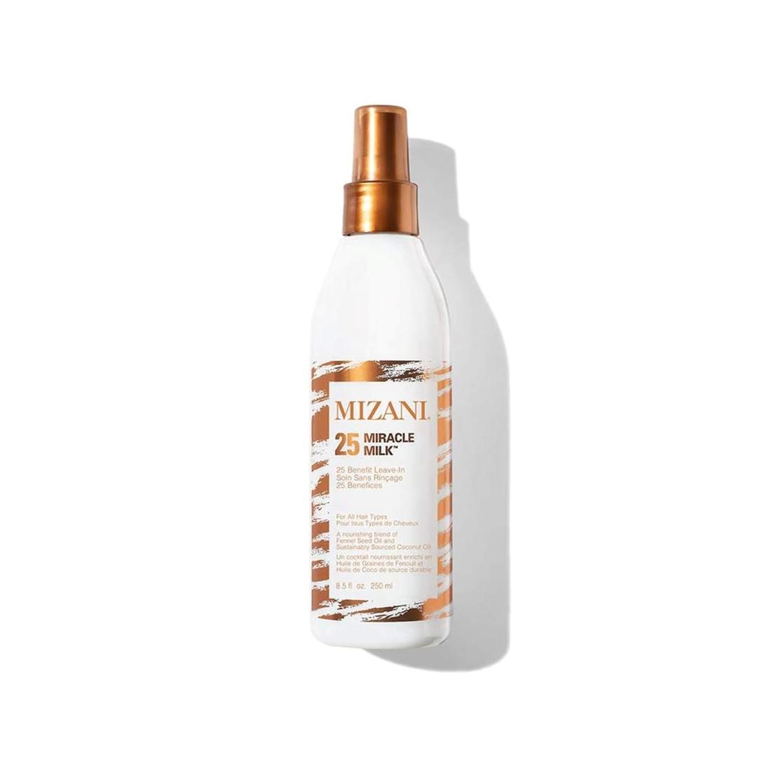 Mizani 25 Benefit Miracle Milk Leave in Conditioner - Heat Protectant & Detangler Spray, With Coconut Oil, For Frizzy & Curly Hair (8.5 Fl Oz (Pack of 1))