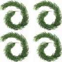 TOWPONICS 4Pcs Christmas Norfolk Pine Garland, 6FT Real Touch Faux Green Garlands, Winter Artificial Greenery Garland for Mantle, Table, Stairs, Fireplace, Indoor & Outdoor Xmas Decorations