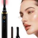 Heated Eyelash Curler, 10s Fast Heating 3 Temp Settings, Eye Lash Curler Heat with with 3 Kind of Detachable Brush Head Covers, No Lashes Damage, Natural Curling 24H for Women - Black