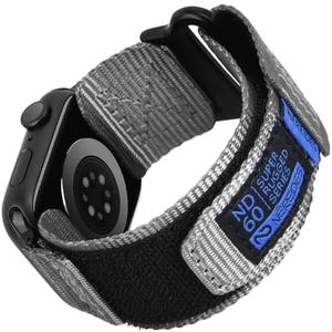 Nereides Compatible with Apple Watch Series 10 Band Series 9/8/7/6/5/4/SE/SE2/Ultra 1/2, Nylon Sports Strap with Woven Design for 44/45/46/49mm L (L, Grey)
