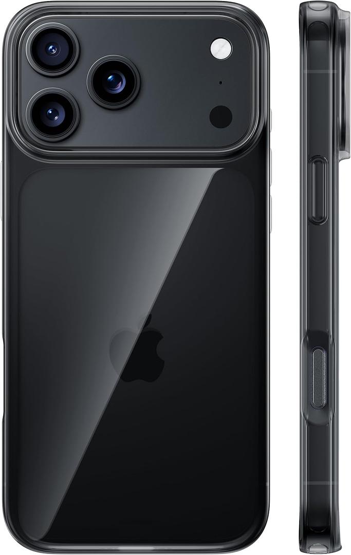 TORRAS Crystal Clear for iPhone 16 Pro Max Case, [Anti-Yellowing][Military-Grade Protection], Slim Translucent Anti-Scratch Back, Soft Bumper, Non-Slip Protective Phone Cover, Translucent Black 6.9"