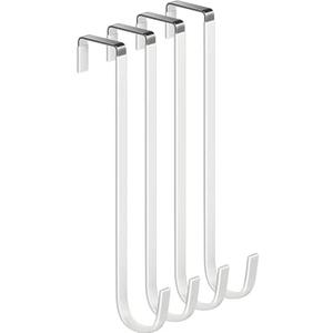 Mars-Rock Over The Door Metal Hooks with Plastic Coating 10" Fit 0.5" to 1 3/8" Door 4 Pcs Heavy Duty Single Towel Robe Rack Wreath Bathroom Shower Hanger Shoe Organizer Ironing Board Long White