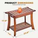 Teak Shower Chair Stool, 24" Shower Bench Seat, Wooden Bathroom Bench with Storage Shelf for Indoor & Outdoor Use