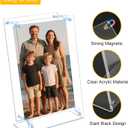 Acrylic Magnetic Picture Frames 5x7 inch, Set Of 6 Clear Slanted Back Frameless Transparent Photo Frame for Desktop Display, Standing Photo Display Holder for Home, Office