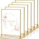 Gold Frames Clear Acrylic Sign Holder 8.5X11 Gold Picture Frames, Double Sided Menu Holder Display Stand for Weddings Table Number Flyer Holder( Pack of 6)