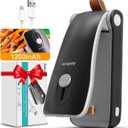 Mini Bag Sealer, USB Rechargeable Chip Bag Sealer Heat Seal, 2 in 1 Bag Sealer Heat Seal with Cutter, Portable Bag Resealer for Plastic Bags Snacks & Food Storage(Black)