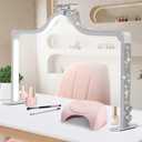 Half Moon Light for Nail Desk, 34.5In Foldable Square Nail Tech Lamp with Phone Holder, 3000-6000K Dimmable Half Moon Manicure Light for Lash Eyelash Extension, Tattoo, Eyebrows, Crafts (White, A)