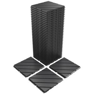 VANCASTLE 36 Pack Interlocking Deck Tiles, 12"x12" Patio Pavers, Heavy Duty Plastic Outdoor Flooring with Drainage, Waterproof Non-Slip Snap-Together Tiles for Balcony, Poolside, Garage, Dark Grey