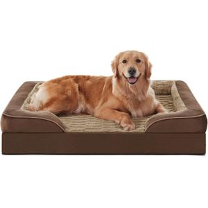 FURTIME Orthopedic Bed for Large Dogs, XL Washable Dog Beds Large Sized Dog, Comfy Supportive Foam Pet Couch Bed with Removable Washable Cover, Waterproof Extra Large Sofa Bed Foam and Nonskid Bottom (42.0''Lx32.0''Wx6.5''Th, Brown)