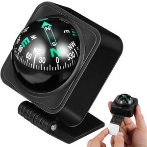 Angoily Compass for Car, Car Compass Dashboard, Dash Mount Portable Automotive and Marine for Boat Navigation Adjustable Outdoor and Road Trips Dashboard Ball Accessories Vehicle Driving Automotive