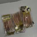 Lullaby 120PCS Gold Plastic Silverware, Gold Disposable Cutlery with Wood Grain Handle Include 40 Forks, 40 Spoons, 40 Knives, Elegant Disposable Silverware for Wedding, Party, Gathering, Daily Use