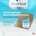 SilverSeal Burn and Wound Dressing | Hydrogel Pads with X-Static Silver | Soothing, Moist & Protective | Burns, Cuts & Wounds | 4 Sterile Dressings