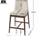 Christopher Knight Home Clara 26.75" H Bar Stools Set of 2, Indoor Wooden Counter Stools with Upholstered Seat, Rubberwood Frame with Footrest for Kitchen Island or Dining Bistro, Beige + Walnut