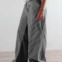 PEIHOT Women Low Rise Draw String Pants Casual Loose Fit Palazzo Jeans Trendy Black Grey and White (Black, S)