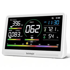 Sainlogic 16 in 1 Professional Air Quality Monitor Indoor with 7.2" Display & 3-Color 7 AQI Alerts,CO2 Monitor Air Quality Tester for CO2,HCHO,TVOC,PM2.5 PM1.0 PM10,Humidity,Temp & Time Meter for Home