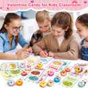 Jumlys Valentines Day Gifts for Kids, 32 Packs Valentines Day Cards with Donut Stress Ball Keychains, Valentine Day Party Favors for Boys Girls, Ideal Exchange Cards for Classroom